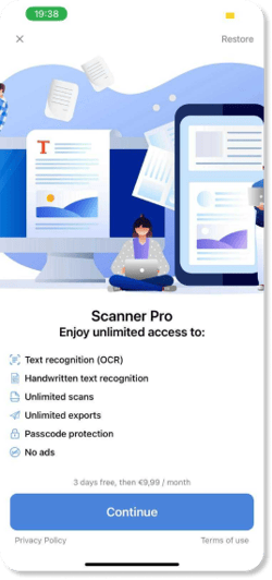 Scanner Document paywall