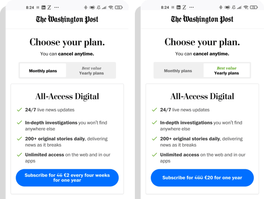 the washington post pricing